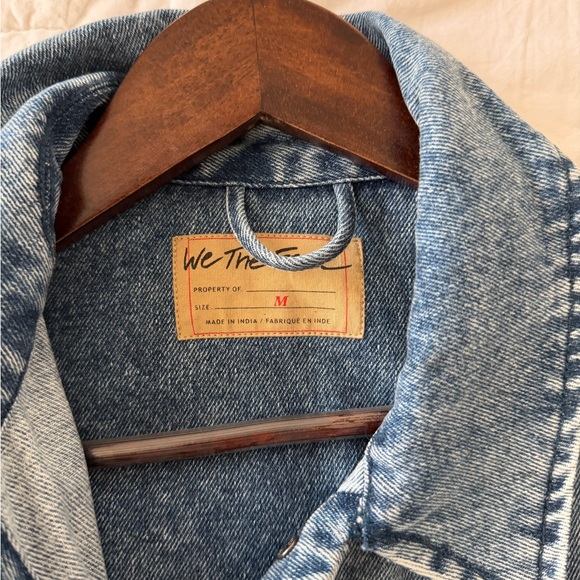 Free People - We The Free Light Blue Denim Jacket with Floral Patchwork - Picture 4 of 5